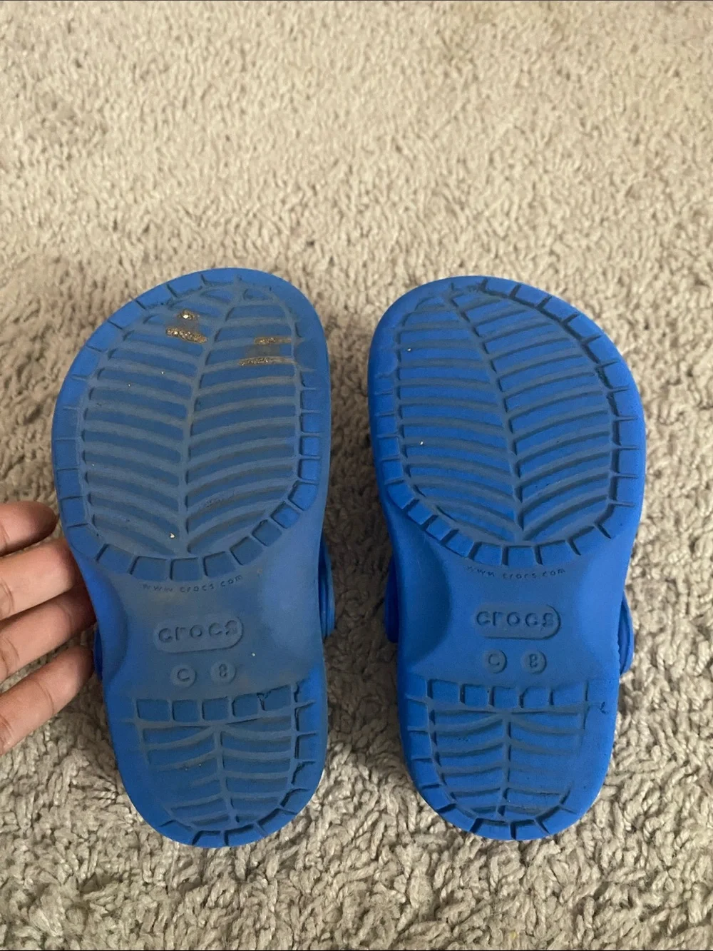 CROCS Kids Blue Clogs with Green Dinosaur Jibbitz size C8